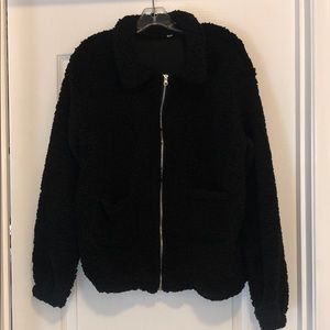 Black Sherpa zip up sweater 2XL